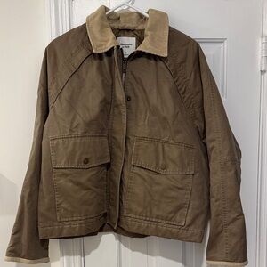 Abercrombie & Fitch Utility Jacket in Brown with Cream Collar